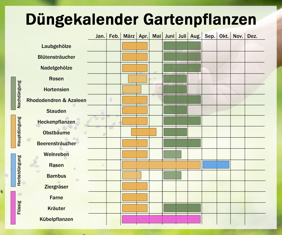 Duengekalender fuer Gartenpflanzen