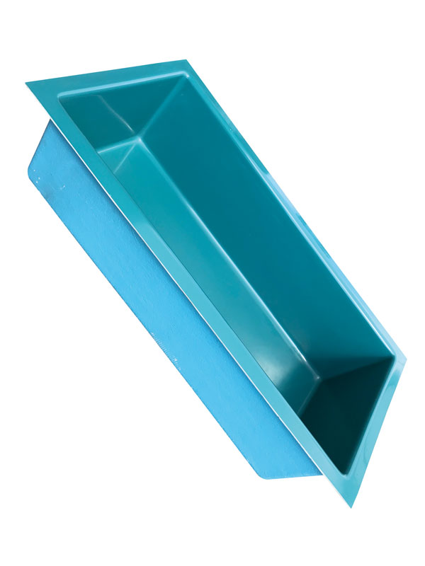 Eckiges Teichbecken aus GFK mit 750 Liter Fassungsvermögen in Türkisblau