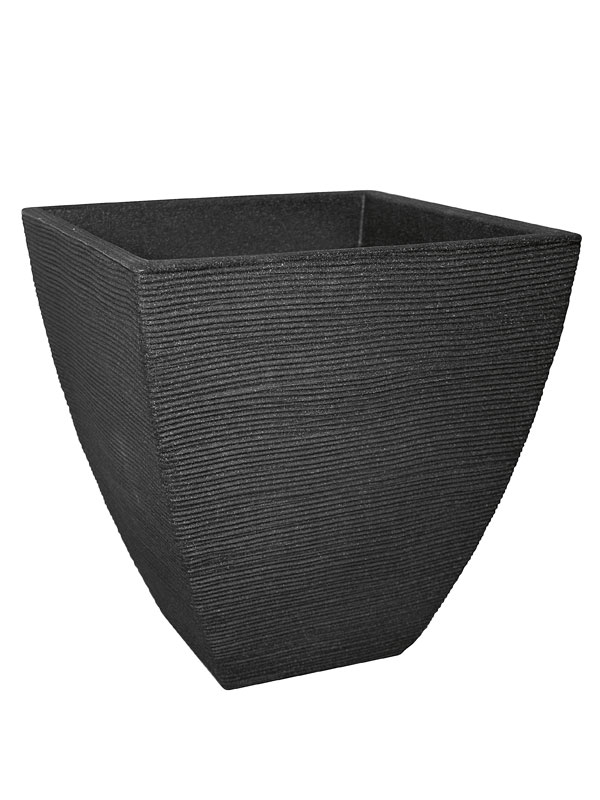 Pflanztopf Rillen Quadrat in Anthrazit freigestellt