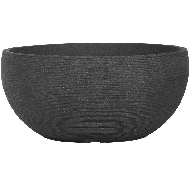 Pflanzschale Rillen in Anthrazit