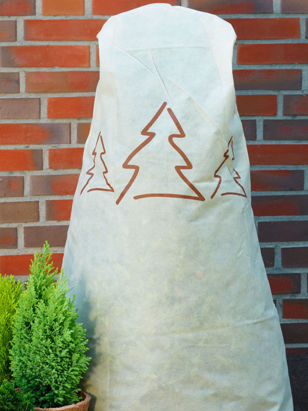 Winterschutz-Vlieshaube mit Tannenbaum-Motiv