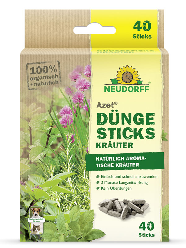 Verpackung von Duengesticks fuer Kraeuter von Azet Neudorff