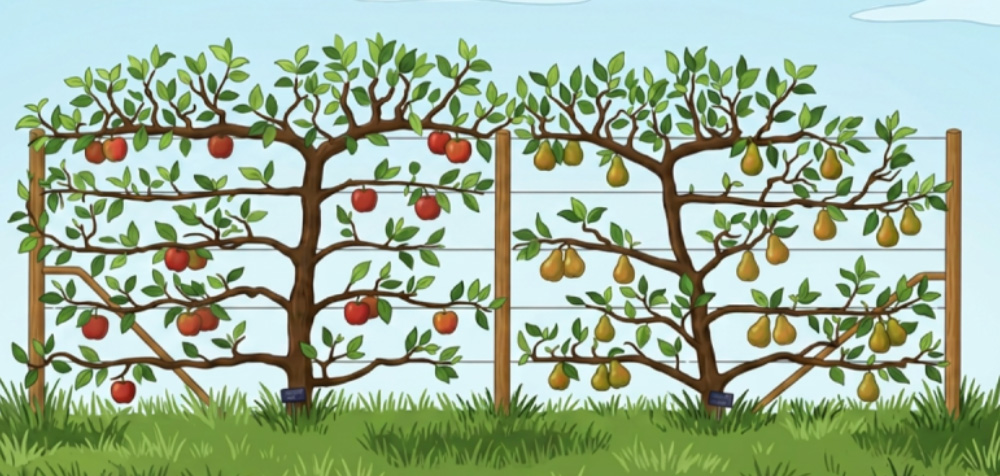 Zeichnung eines fertigen Obstspaliers