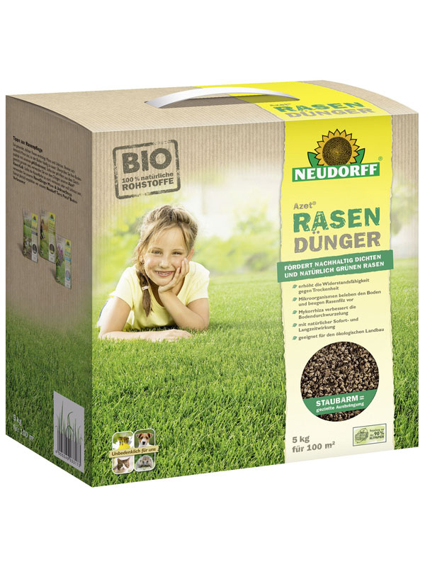 Rasenduenger von Azet in der Faltschachtel mit 5kg Inhalt