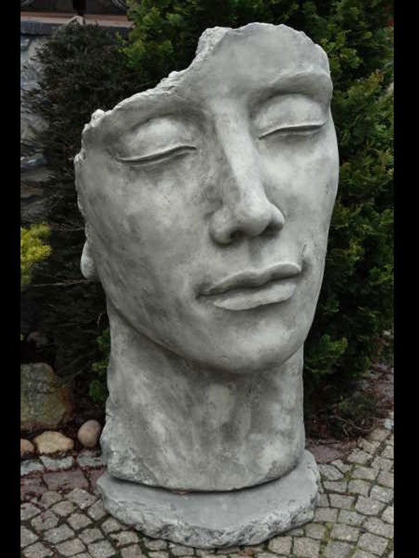 gesicht-mann-garten Betonbüsten-Set - Gesichter 'Frau' und 'Mann' - Skulpturen - XXL-Produkt