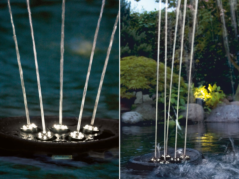 Nahaufnahmen der spritzenden Duesen des Water Starlet