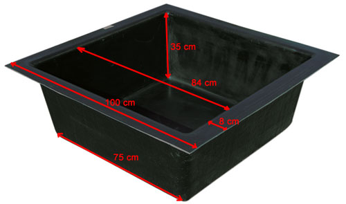 Abmessungen Teichbecken aus GFK E100