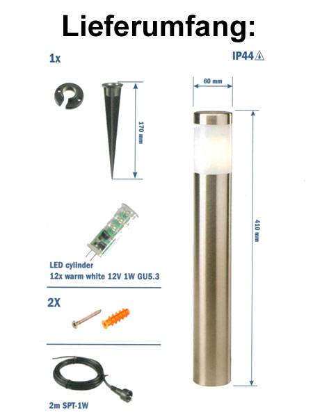 Lieferumfang der Sockelleuchte Albus Lieferumfang der Sockelleuchte Albus