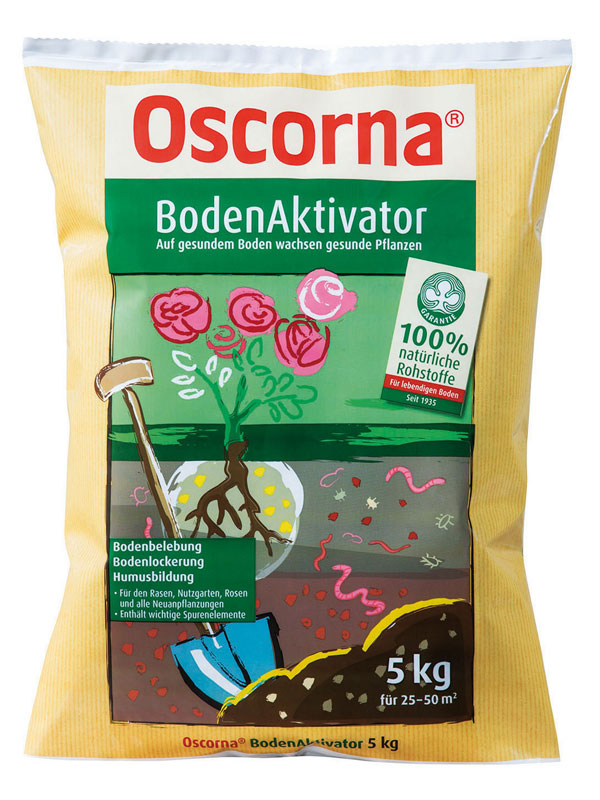 Verpackung eines BodenAktivator von Oscorna mit 5kg Inhalt