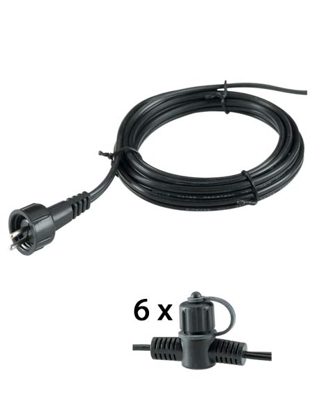 Hauptkabel SPT3 von GardenLights mit 6 festen Anschluessen