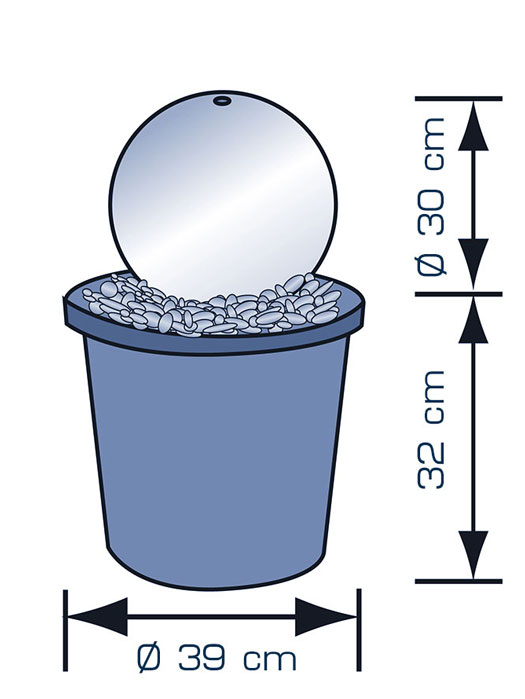 waterball-300-abmessungen Brunnen mit Edelstahlkugel, WaterBall 300 von FIAP (Art.Nr. FI2603)