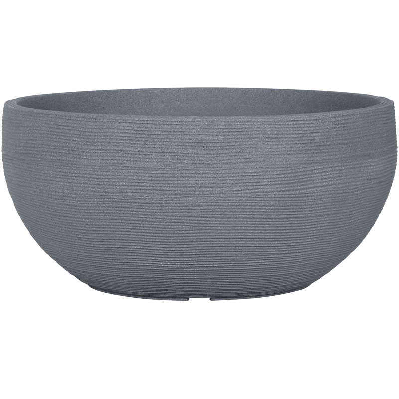 Pflanzschale Rillen in Betonfarbe