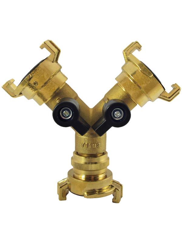 y-verteiler-absperrhahn Schnellkupplung Y-Verteiler mit Absperrhahn aus Messing